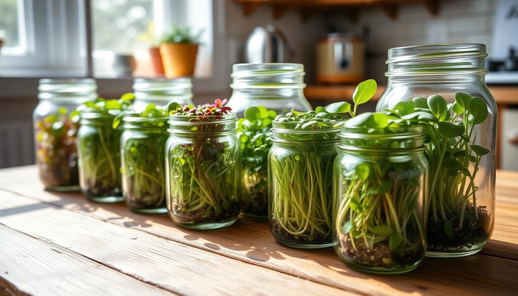 Mason jar microgreens