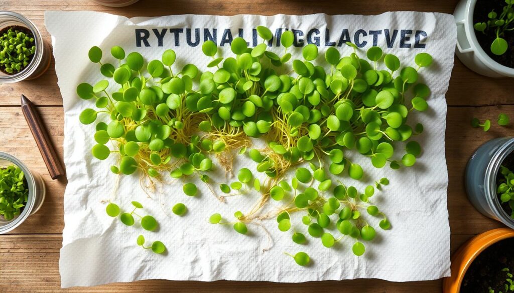 Microgreens cultivation on paper towels