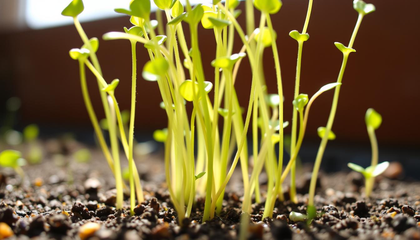 microgreen stems falling over leggy